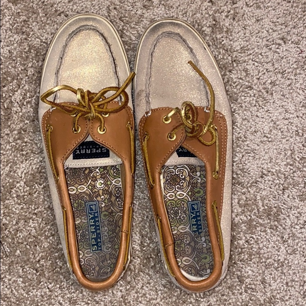 Gold sperry boat shoes